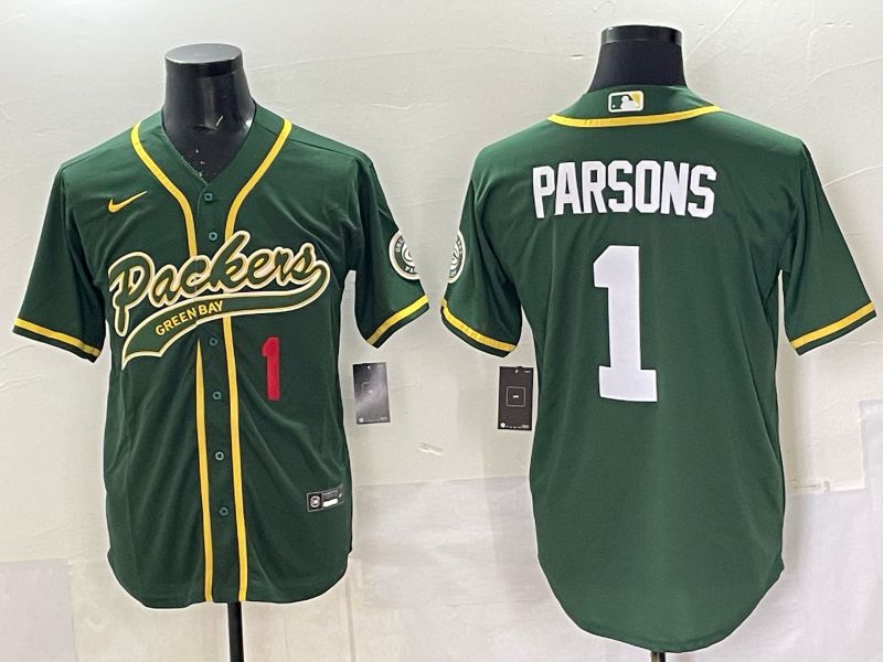 Men 2025 Nike Green Bay Packers #1 Parsons Green Joint Name  Limited NFL Jersey style 041